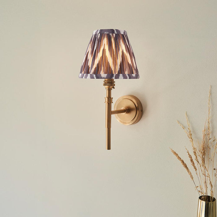 Chester And Zigzag 16cm Pearl Grey Shade Wall Light In Aged Brass