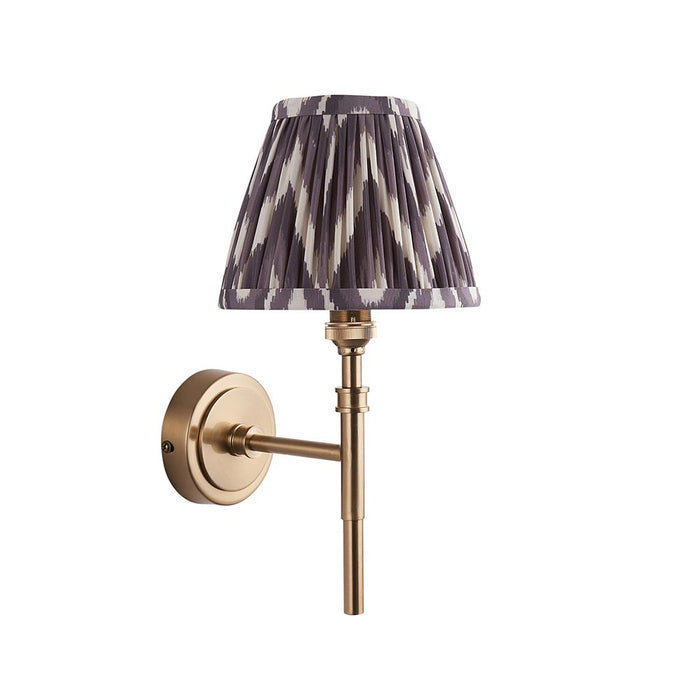 Chester And Zigzag 16cm Pearl Grey Shade Wall Light In Aged Brass