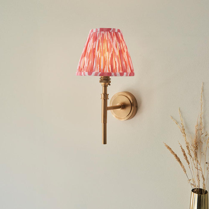 Chester And Ikat 16cm Coral Pink Shade Wall Light In Aged Brass