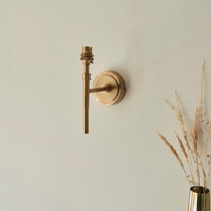 Chester And Ikat 16cm Coral Pink Shade Wall Light In Aged Brass