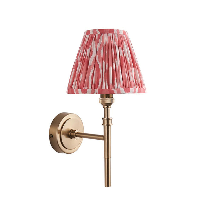 Chester And Ikat 16cm Coral Pink Shade Wall Light In Aged Brass
