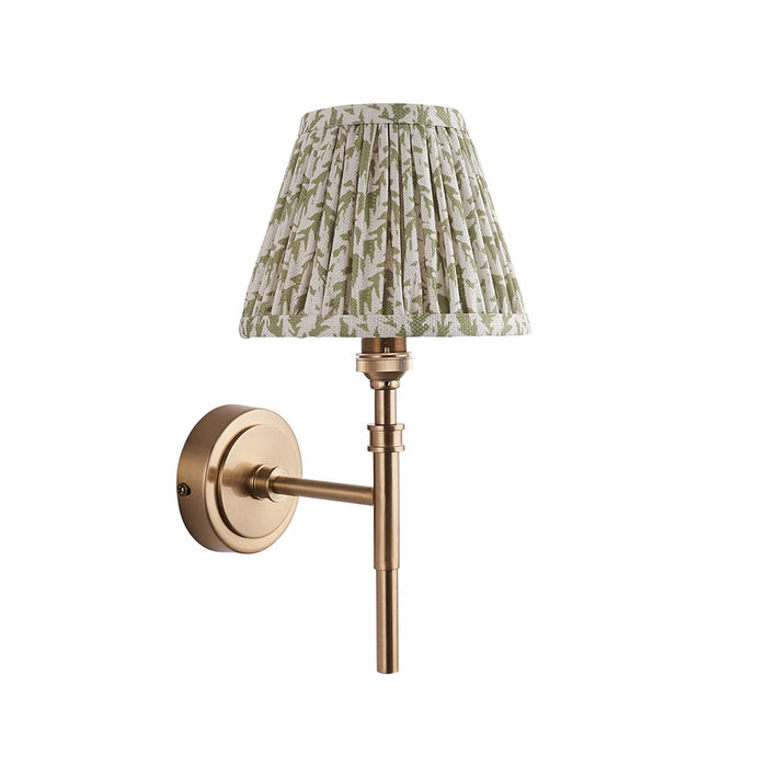 Chester And Leaf 16cm Herb Garden Green Shade Wall Light In Aged Brass