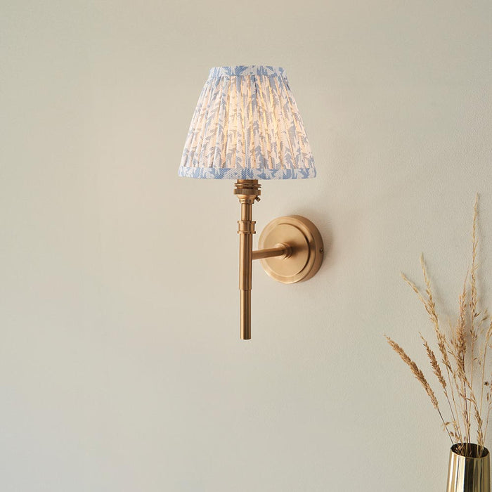 Chester And Leaf 16cm Shell Bay Blue Shade Wall Light In Aged Brass