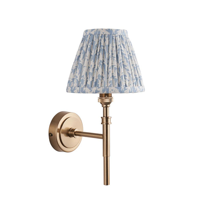 Chester And Leaf 16cm Shell Bay Blue Shade Wall Light In Aged Brass