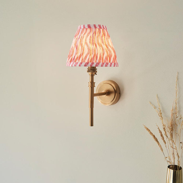 Chester And Ripple 16cm Coral Pink Shade Wall Light In Aged Brass