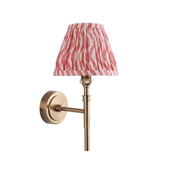 Chester And Ripple 16cm Coral Pink Shade Wall Light In Aged Brass