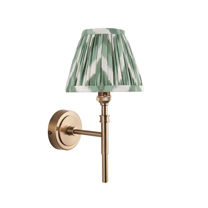 Chester And Zigzag 16cm Cotswold Green Shade Wall Light In Aged Brass