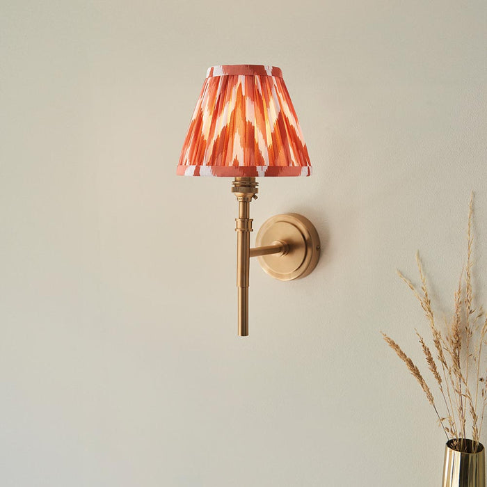Chester And Zigzag 16cm Apricot Orange Shade Wall Light In Aged Brass