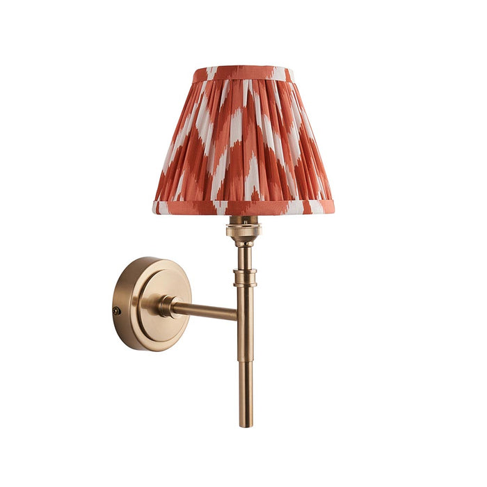 Chester And Zigzag 16cm Apricot Orange Shade Wall Light In Aged Brass