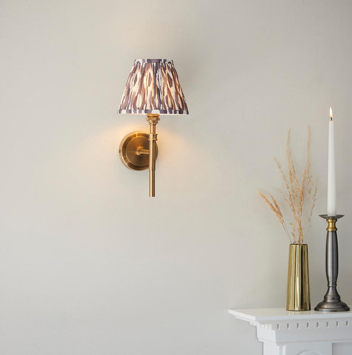 Chester And Ikat 16cm Pearl Grey Shade Wall Light In Aged Brass