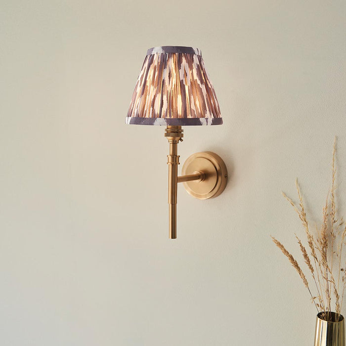 Chester And Ikat 16cm Pearl Grey Shade Wall Light In Aged Brass