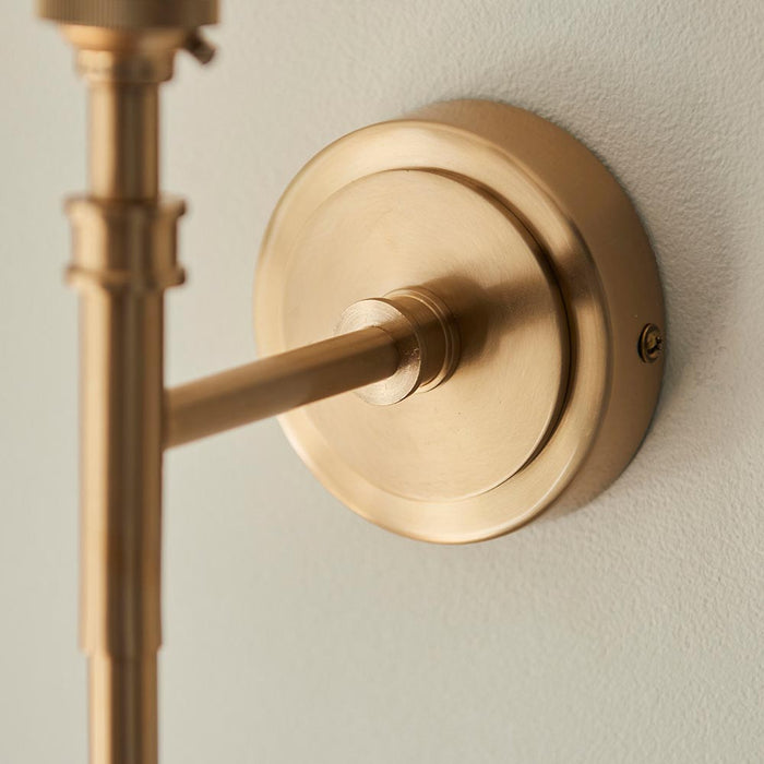 Chester And Ikat 16cm Pearl Grey Shade Wall Light In Aged Brass