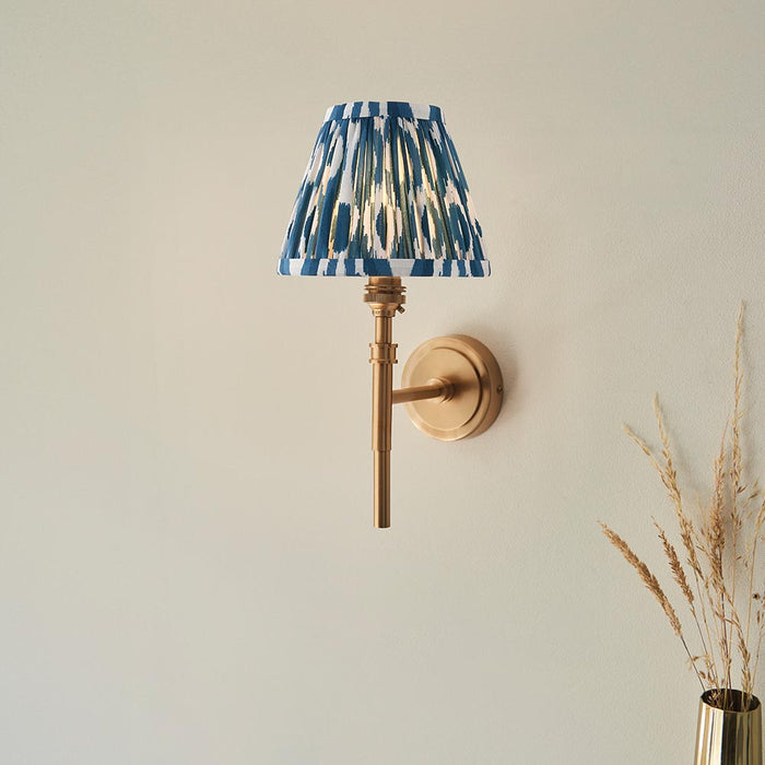 Chester And Ikat 16cm Marlin Blue Shade Wall Light In Aged Brass
