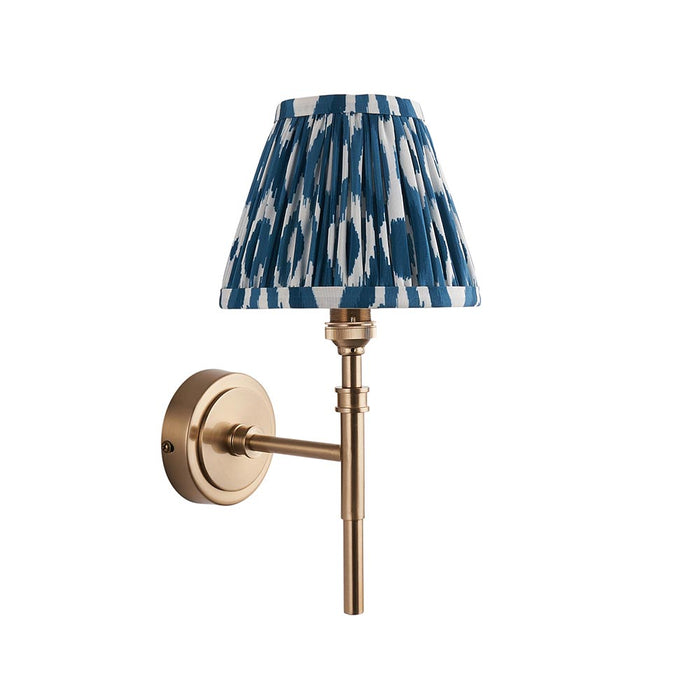 Chester And Ikat 16cm Marlin Blue Shade Wall Light In Aged Brass