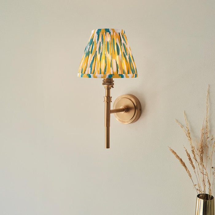 Chester And Ikat 16cm Yellow And Jade Shade Wall Light In Aged Brass