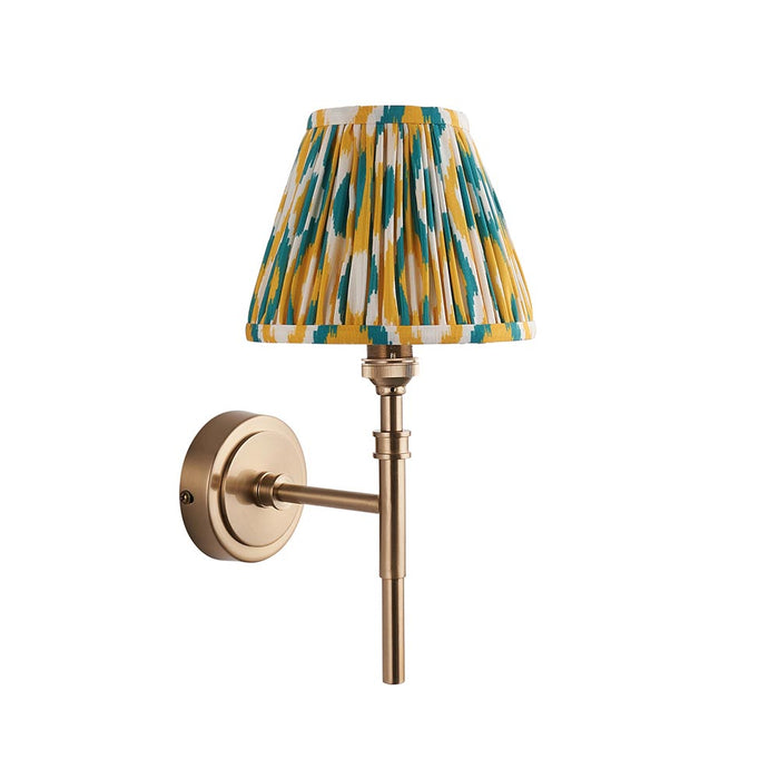 Chester And Ikat 16cm Yellow And Jade Shade Wall Light In Aged Brass