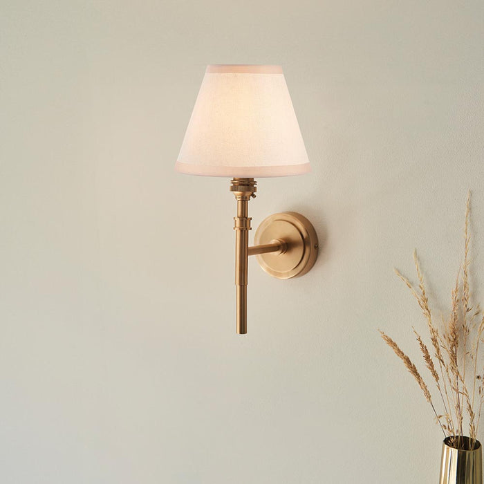 Chester And Ivy 16cm Vintage White Shade Wall Light In Aged Brass