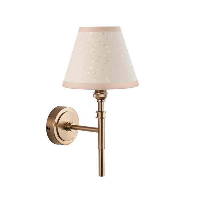 Chester And Ivy 16cm Vintage White Shade Wall Light In Aged Brass