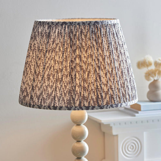 Higgledy And Leaf 40cm Pearl Grey Shade Floor Lamp With High Gloss Almond White Base