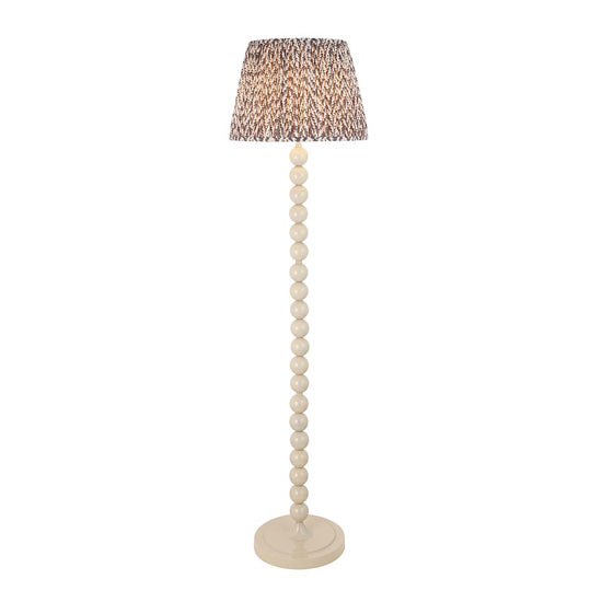 Higgledy And Leaf 40cm Pearl Grey Shade Floor Lamp With High Gloss Almond White Base