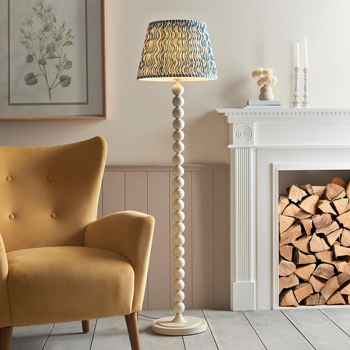 Higgledy And Ripple 40cm Marlin Blue Shade Floor Lamp With Gloss Almond White Base