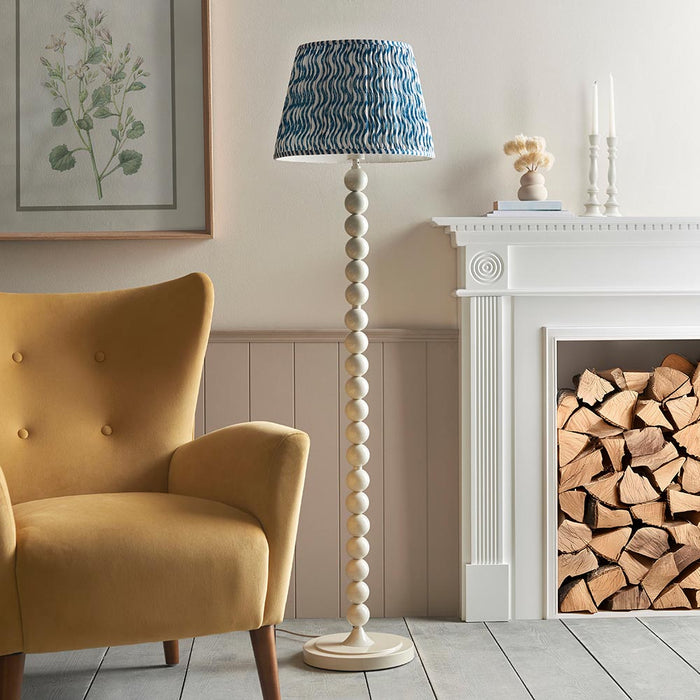 Higgledy And Ripple 40cm Marlin Blue Shade Floor Lamp With Gloss Almond White Base