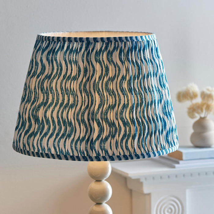 Higgledy And Ripple 40cm Marlin Blue Shade Floor Lamp With Gloss Almond White Base