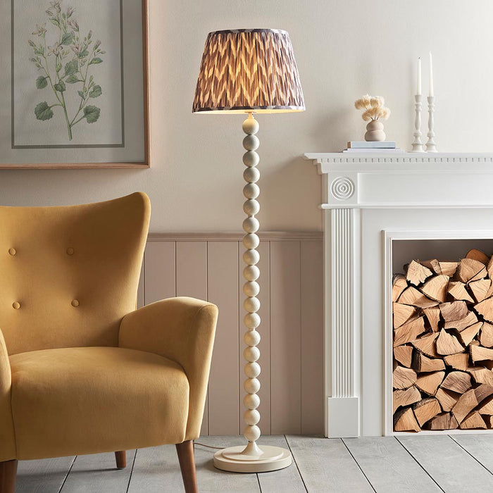Higgledy And Zigzag 40cm Pearl Grey Shade Floor Lamp With Gloss Almond White Base