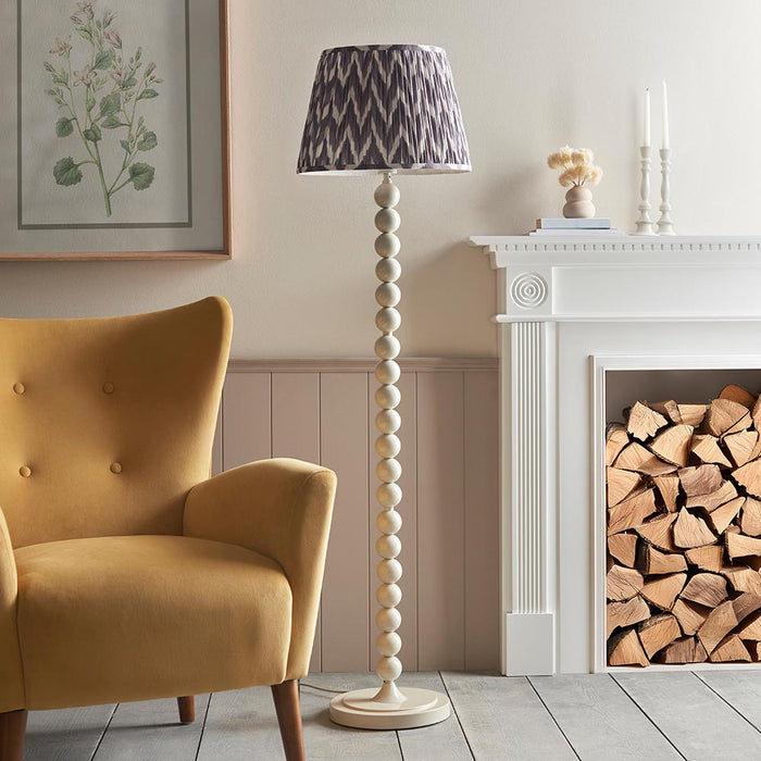 Higgledy And Zigzag 40cm Pearl Grey Shade Floor Lamp With Gloss Almond White Base