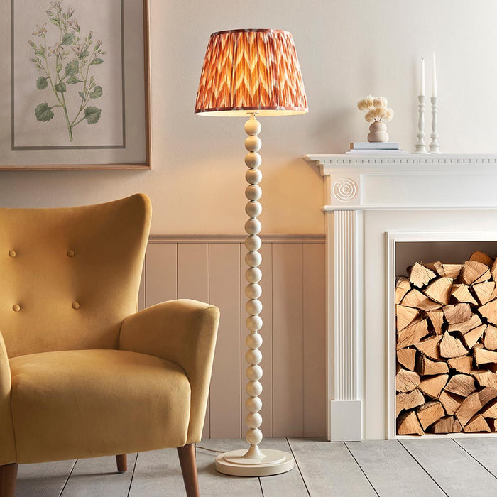 Higgledy And Zigzag 40cm Apricot Orange Shade Floor Lamp With Gloss Almond White Base