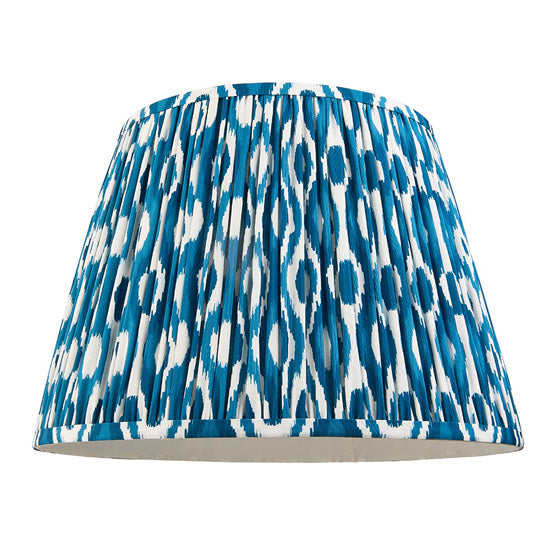 Higgledy And Ikat 40cm Marlin Blue Shade Floor Lamp With High Gloss Almond White Base