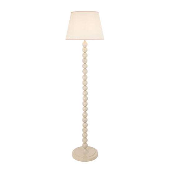 Higgledy And Ivy 40cm Vintage White Shade Floor Lamp With High Gloss Almond White Base