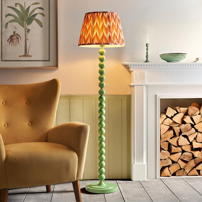 Higgledy And Zigzag 40cm Apricot Orange Shade Floor Lamp With Gloss Cotswold Green Base