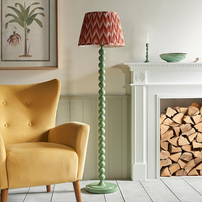 Higgledy And Zigzag 40cm Apricot Orange Shade Floor Lamp With Gloss Cotswold Green Base