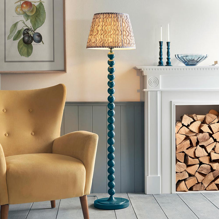 Higgledy And Ripple 40cm Pearl Grey Shade Floor Lamp With Gloss Marlin Blue Base