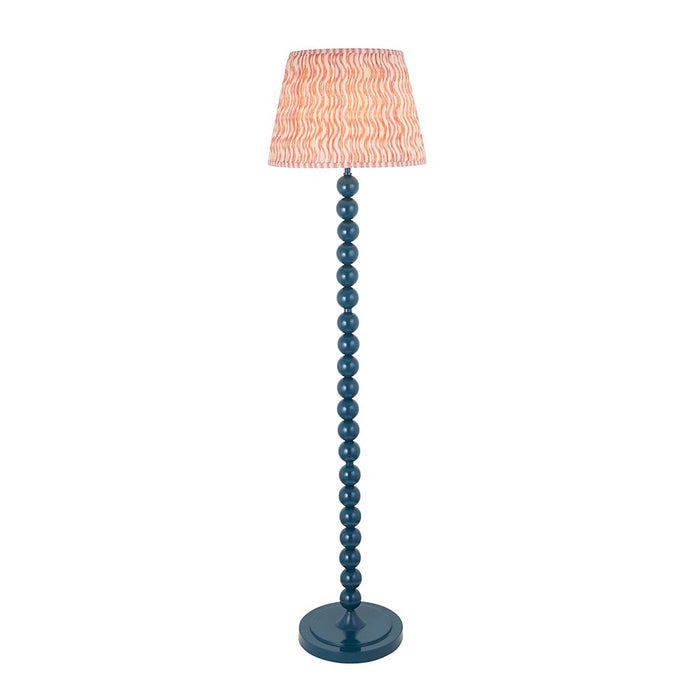 Higgledy And Ripple 40cm Coral Pink Shade Floor Lamp With Gloss Marlin Blue Base