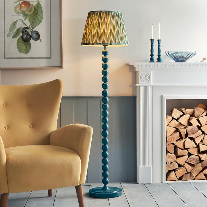 Higgledy And Zigzag 40cm Cotswold Green Shade Floor Lamp With Gloss Marlin Blue Base