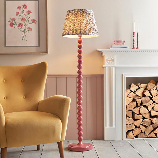 Higgledy And Leaf 40cm Pearl Grey Shade Floor Lamp With High Gloss Pink Clay Base