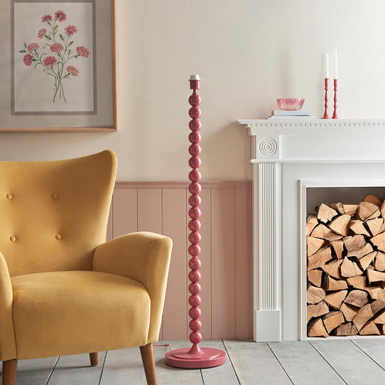 Higgledy And Leaf 40cm Pearl Grey Shade Floor Lamp With High Gloss Pink Clay Base