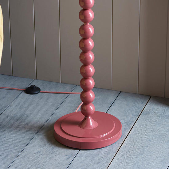 Higgledy And Leaf 40cm Pearl Grey Shade Floor Lamp With High Gloss Pink Clay Base