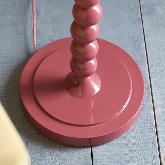 Higgledy And Leaf 40cm Pearl Grey Shade Floor Lamp With High Gloss Pink Clay Base