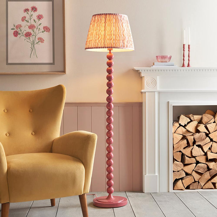 Higgledy And Ripple 40cm Coral Pink Shade Floor Lamp With Gloss Pink Clay Base