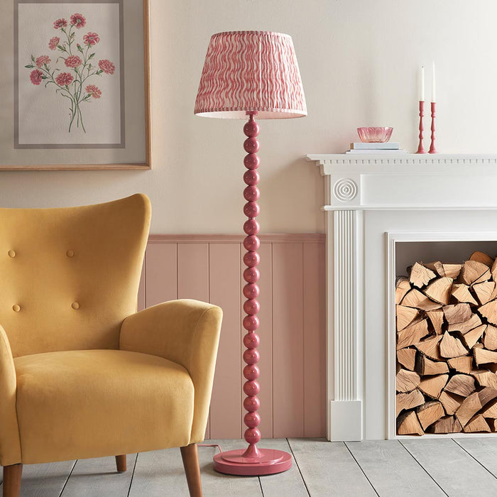 Higgledy And Ripple 40cm Coral Pink Shade Floor Lamp With Gloss Pink Clay Base