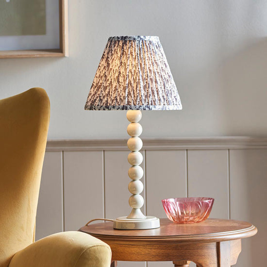 Higgledy And Leaf 25cm Pearl Grey Shade Table Lamp With High Gloss Almond White Base