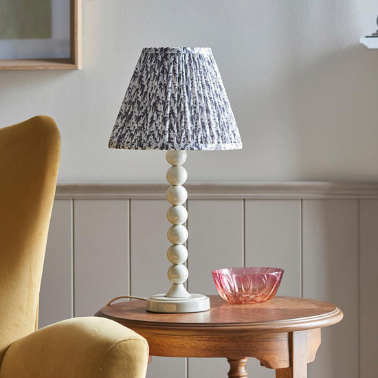 Higgledy And Leaf 25cm Pearl Grey Shade Table Lamp With High Gloss Almond White Base