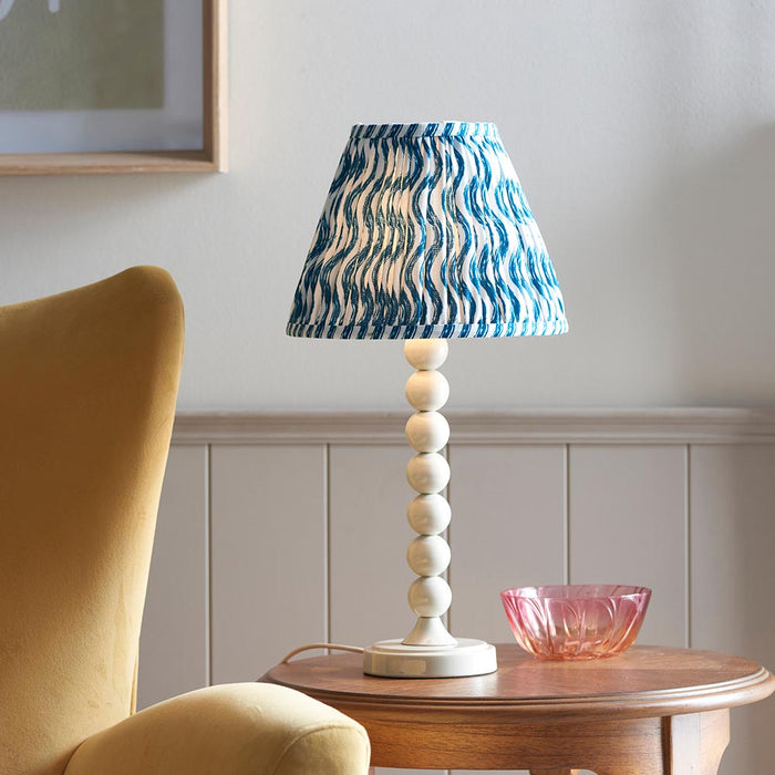 Higgledy And Ripple 25cm Marlin Blue Shade Table Lamp With Gloss Almond White Base