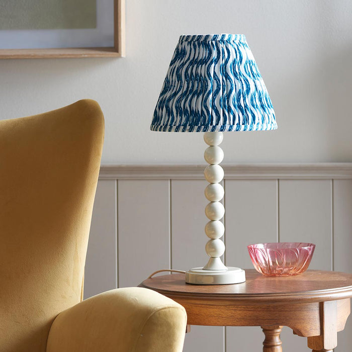 Higgledy And Ripple 25cm Marlin Blue Shade Table Lamp With Gloss Almond White Base