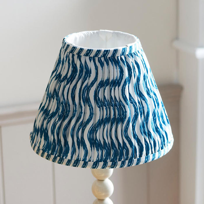 Higgledy And Ripple 25cm Marlin Blue Shade Table Lamp With Gloss Almond White Base