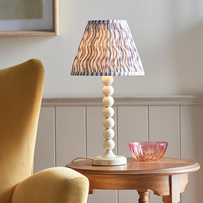Higgledy And Ripple 25cm Pearl Grey Shade Table Lamp With Gloss Almond White Base