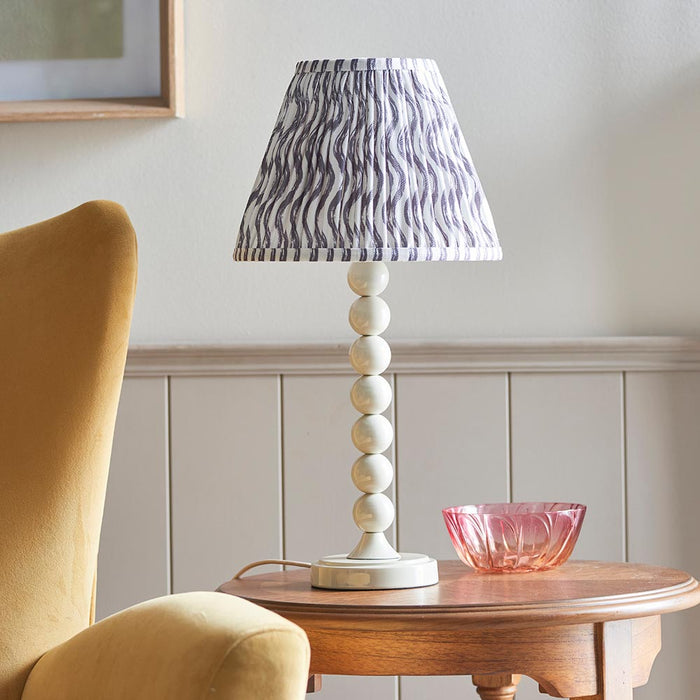 Higgledy And Ripple 25cm Pearl Grey Shade Table Lamp With Gloss Almond White Base
